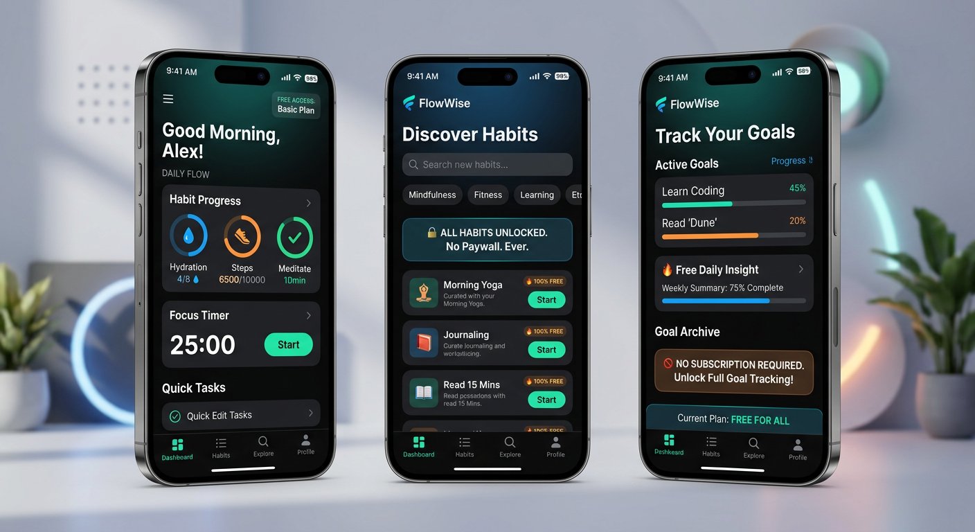 App interface screenshots showing free features
