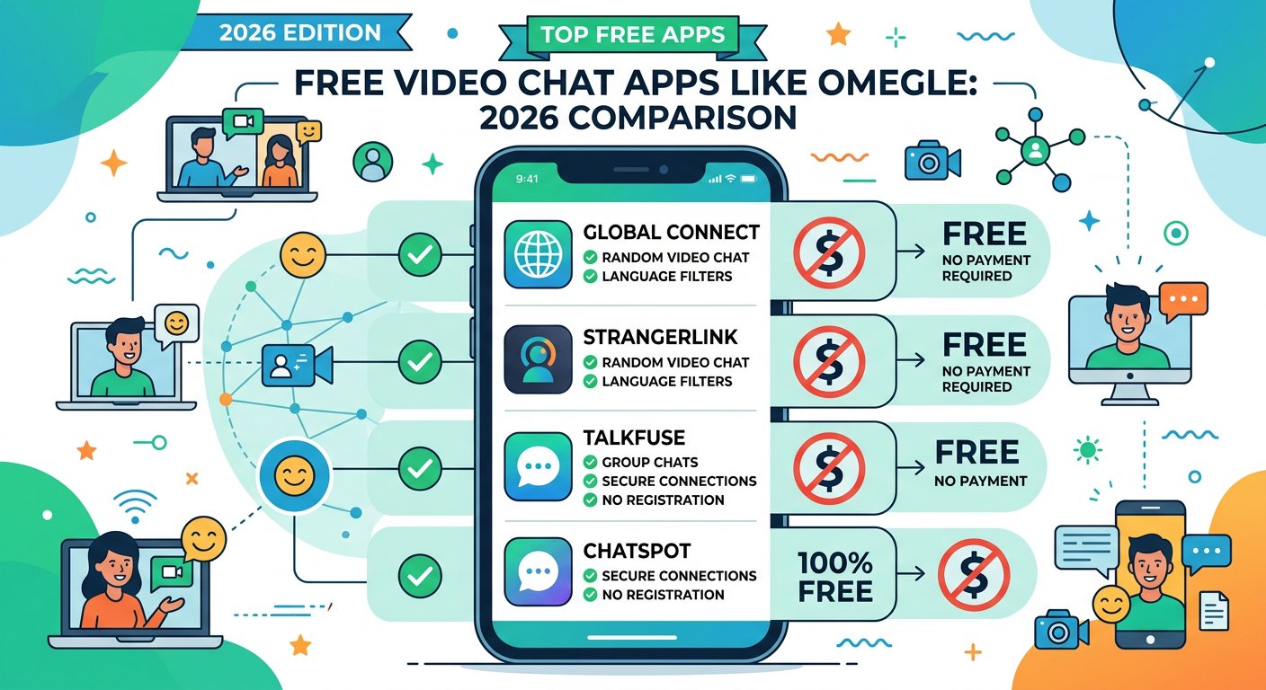 Free video chat apps like Omegle comparison 2026