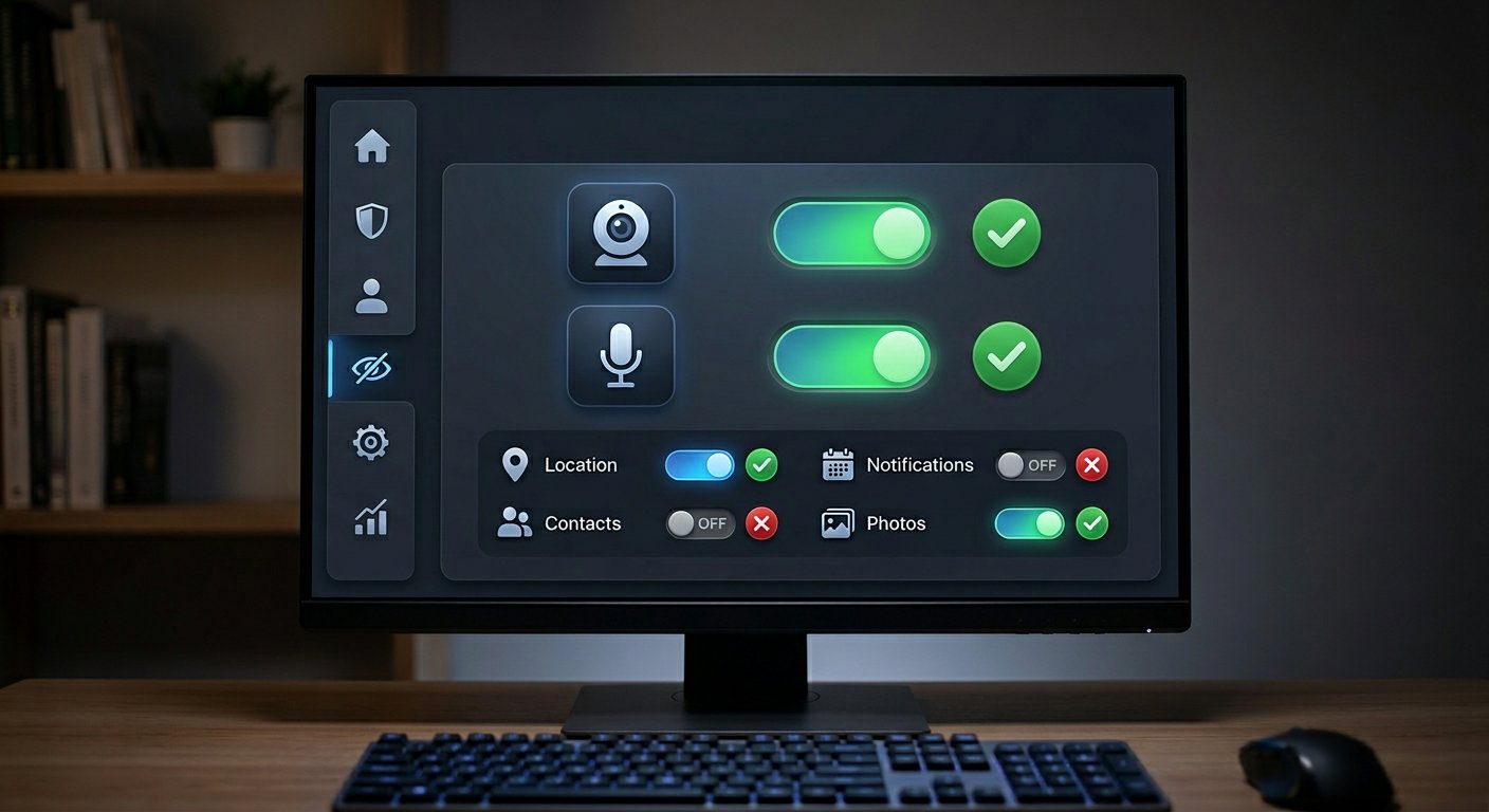 Software settings for webcam privacy on video chat platforms